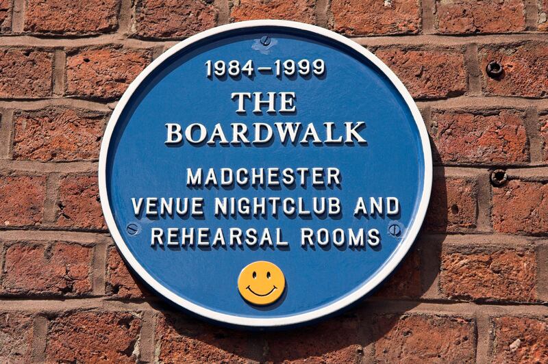 Madchester plaque,The Boardwalk, venue nightclub and rehearsal rooms, Little Peter Street, Manchester