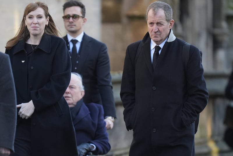 Deputy Prime Minister Angela Rayner and Alastair Campbell attending the funeral service