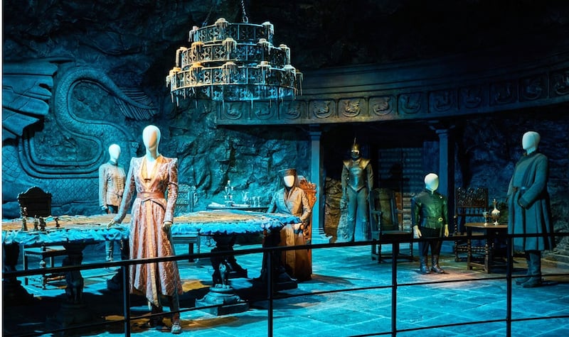 Costumes on display inside the Game of Thrones studio tour.