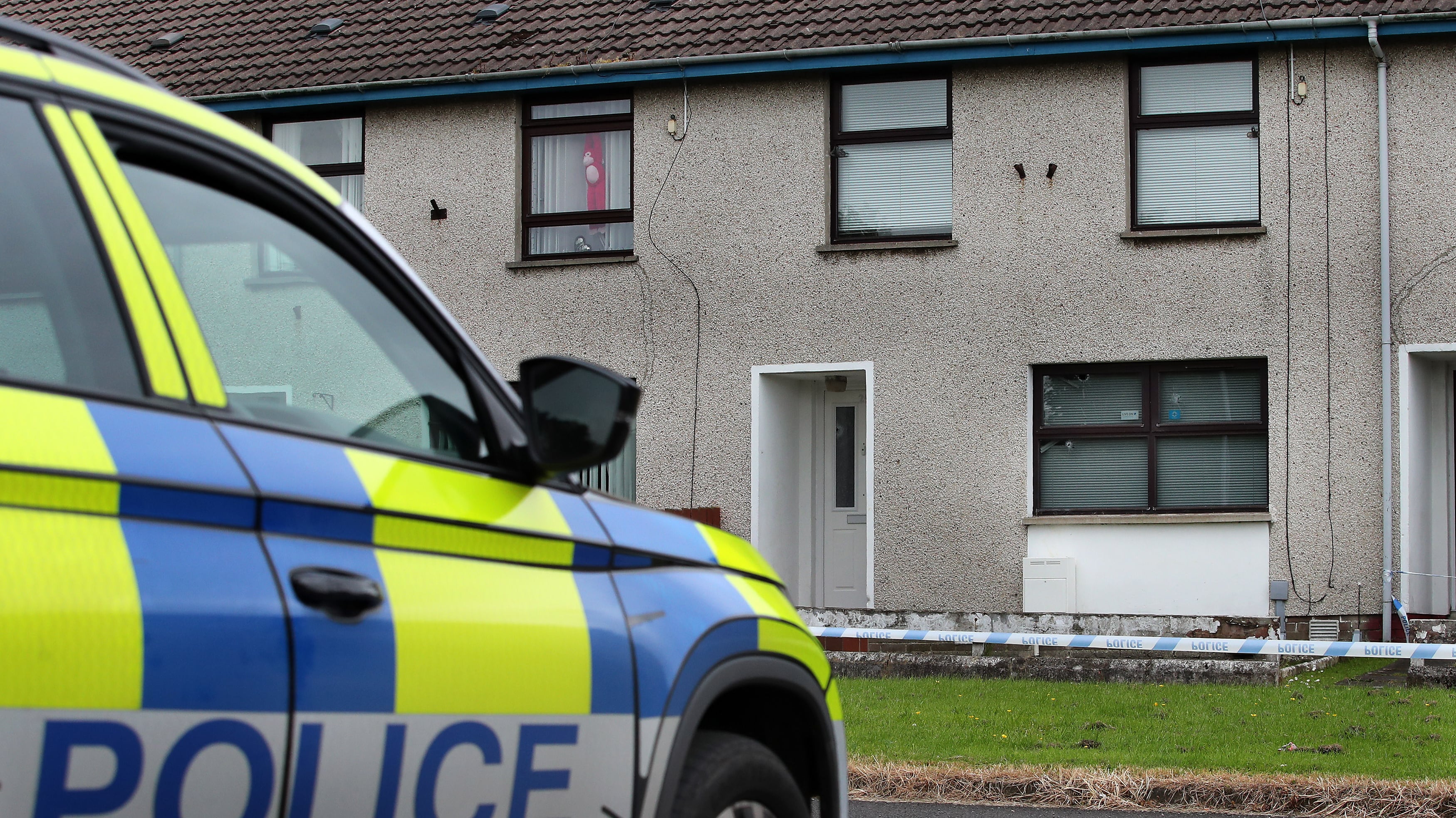 Scene of a shooting incident in the Glenvara Drive area of Coleraine Co-Derry. Several shots were fired through the windows and door of the home on Thursday night. Two people in the house at the time were not injured. Picture Margaret McLaughlin 21-6-2024