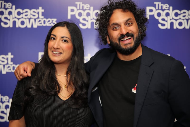 Coco Khan and Nish Kumar at the Podcast Show
