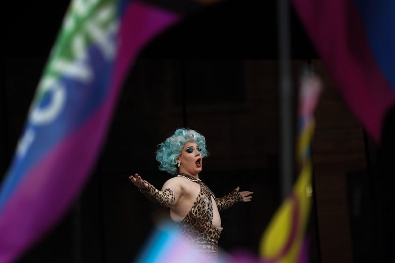 Belfast's trans pride event in Writers Square. PICTURE: MAL MCCANN