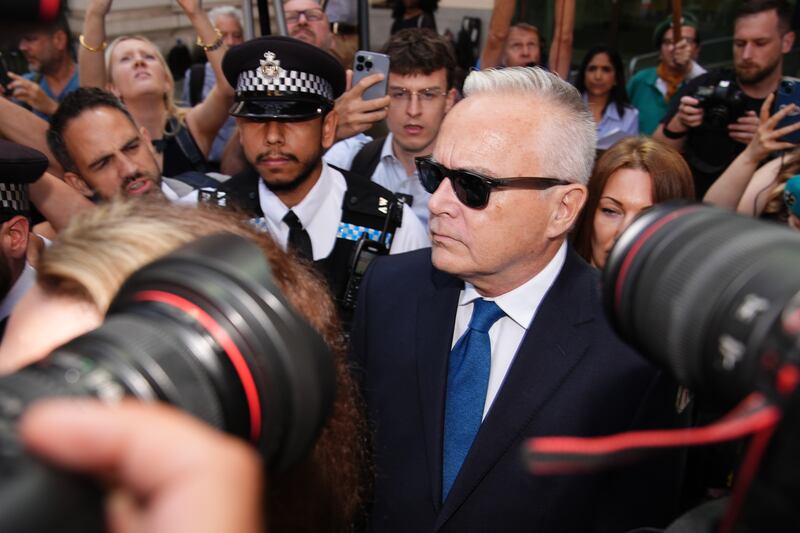 Former BBC broadcaster Huw Edwards leaves Westminster Magistrates’ Court where he pleaded guilty to three counts of making indecent images of children