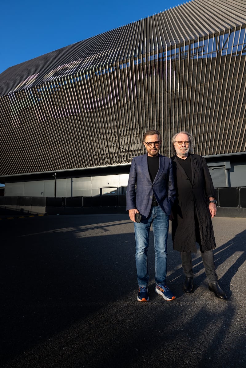 Bjorn Ulvaeus and Benny Andersson at the Abba Arena on the second anniversary of Abba Voyage (Tom Bradley)