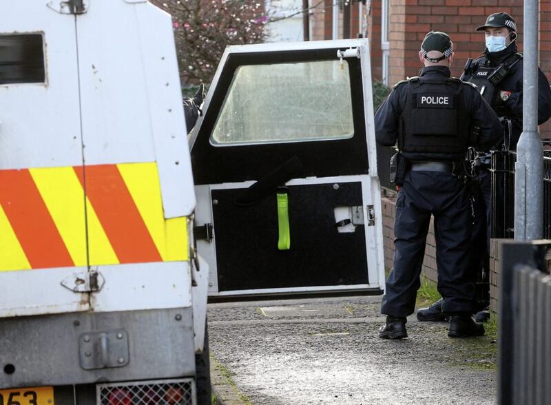 Police from the Detectives from PSNI&#39;s Criminal Investigation Branch and Paramilitary Crime Task Force carrying out searches in east Belfast. 