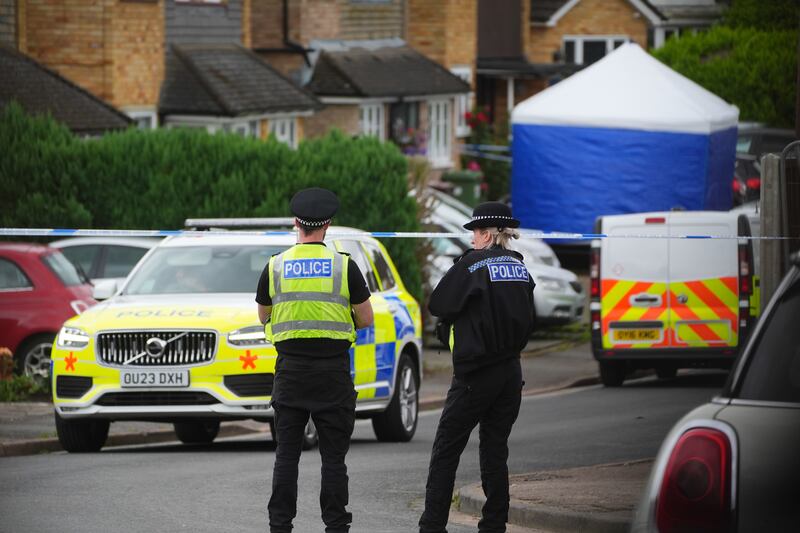 Police at the scene in Ashlyn Close, Bushey, Hertfordshire