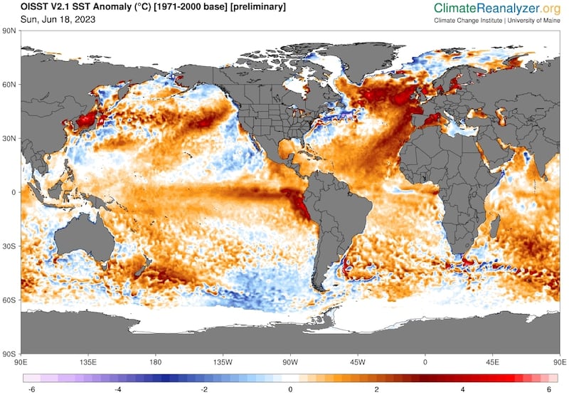 Marine heatwave map