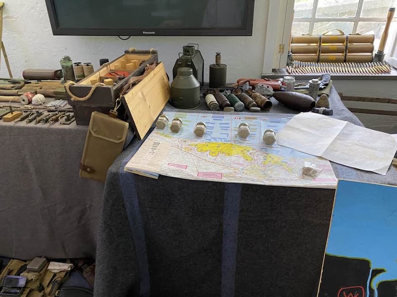 Props used by the 3rd Parachute Brigade & Home Front (British 6th Airborne) re-enactment group as well as pots of sand from each of the landing beaches