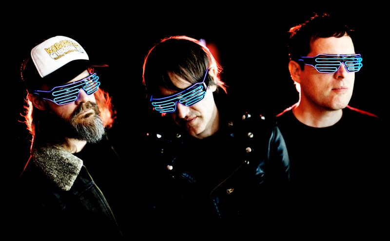 Downpatrick indie rock trio Ash model the latest in glow-in-the-dark eyewear