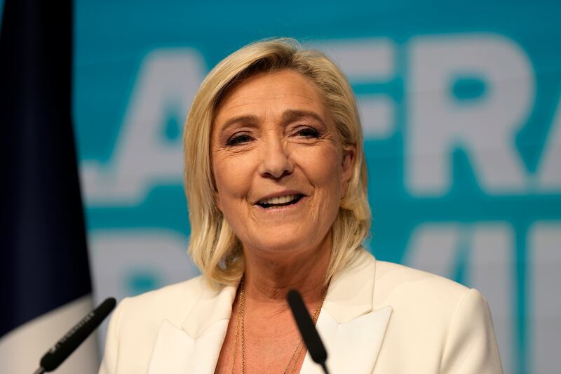 French far-right leader Marine Le Pen was delighted to accept Mr Macron’s challenge (AP)