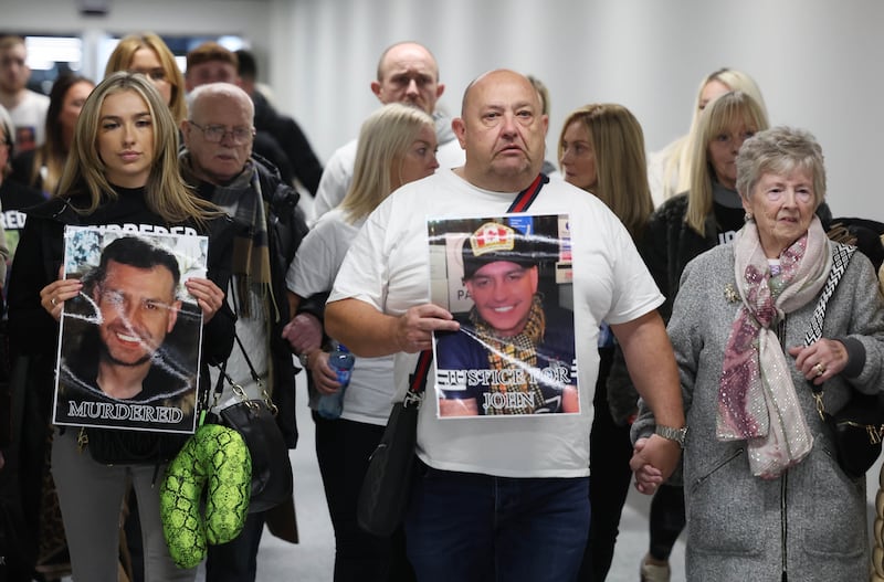 Friday 10th January 2025 

Photo by Jonthan Porter  /  Press Eye 


 John George’s mum Sharon George, brother Darren and dad Billy George centre.

John George's family arrive home from Spain, pictured this afternoon at Belfast International Airport.

On Tuesday, January 7, John's body was found in the Spanish village of Rojales, around 45 minutes south of Alicante.