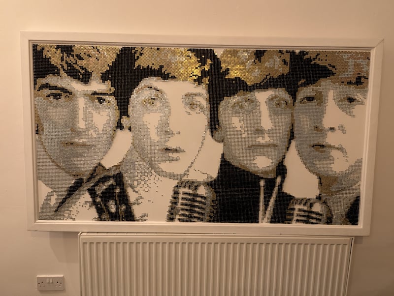 Mr Timby’s completed screw art of The Beatles