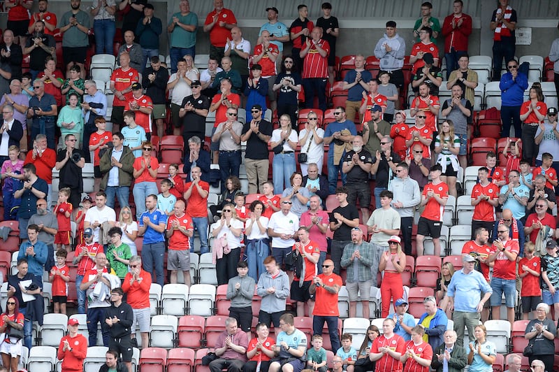 Cliftonville fans pictured during Sunday's match at Solitude in Belfast.