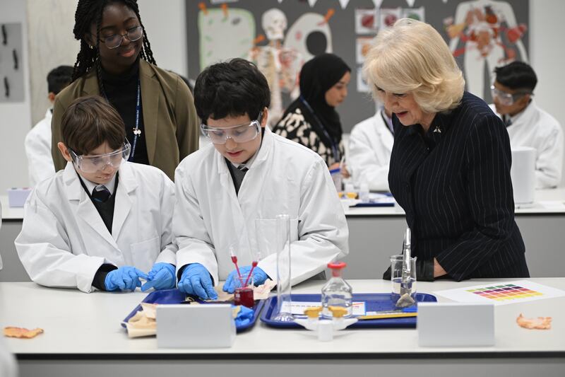 The Queen stopped off in the school’s science lab