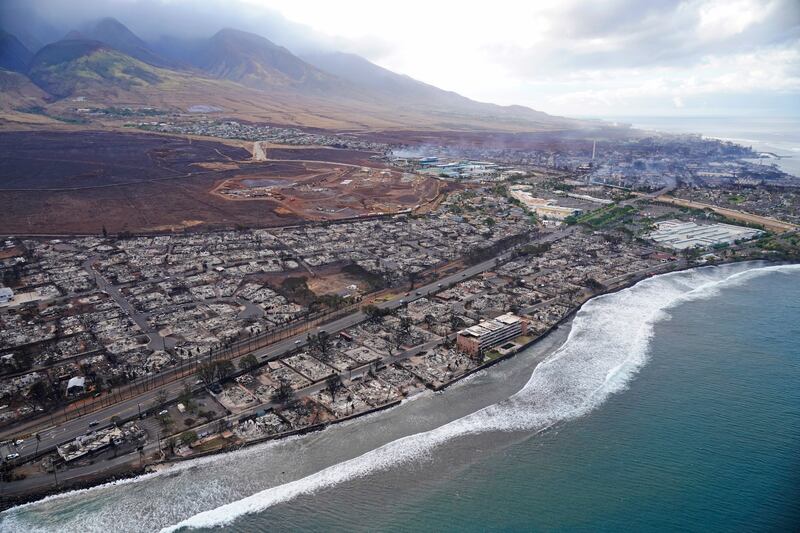 Wildfire wreckage is shown in Lahaina, Hawaii (AP/Rick Bowmer)