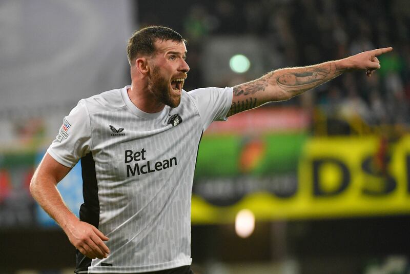 Patrick McClean of Glentoran during this evening’s game at National Football Stadium at Windsor Park, Belfast