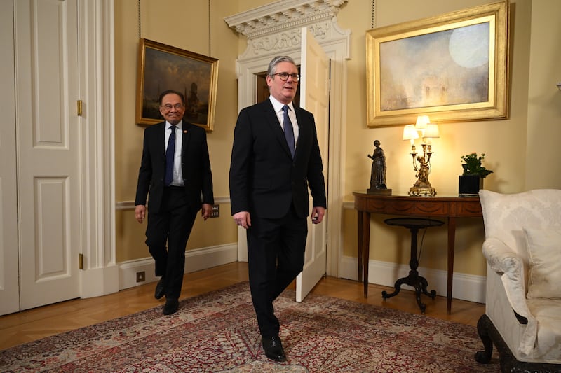 Prime Minister Sir Keir Starmer with Malaysian counterpart Anwar Ibrahim inside No 10