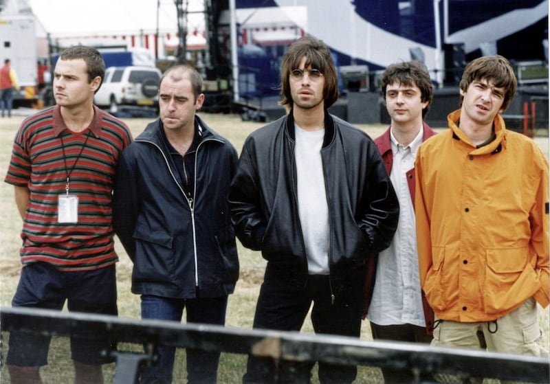 Oasis pictured before their massive concerts at Knebworth in 1996 