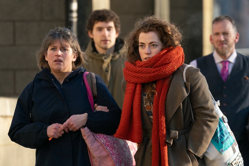 Bethany Mogie, Alasdair Gibson, Emily Brocklebank and David Baldwin arriving for trial at Northampton Crown Court in January 2023