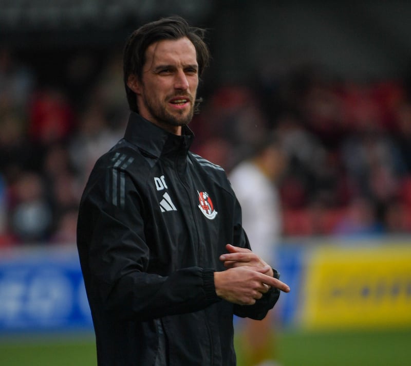 PACEMAKER PRESS BELFAST 16-07-24
UEFA Conference League 
First Qualifying Round 
Crusaders v Caernarfon
Declan Caddell of Crusaders during this evening’s game at Seaview Stadium, Belfast.
Photo - Andrew McCarroll/ Pacemaker Press