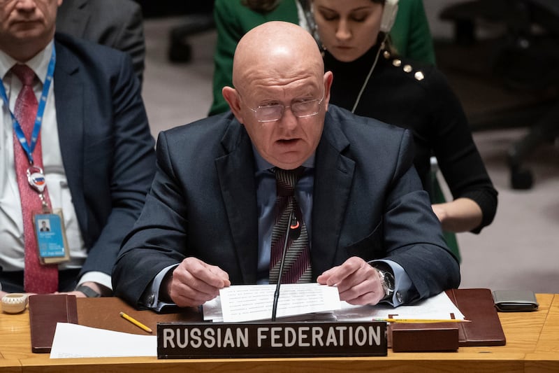 Russian permanent representative to the UN Vassily Nebenzia criticised the resolution (AP Photo/Yuki Iwamura)