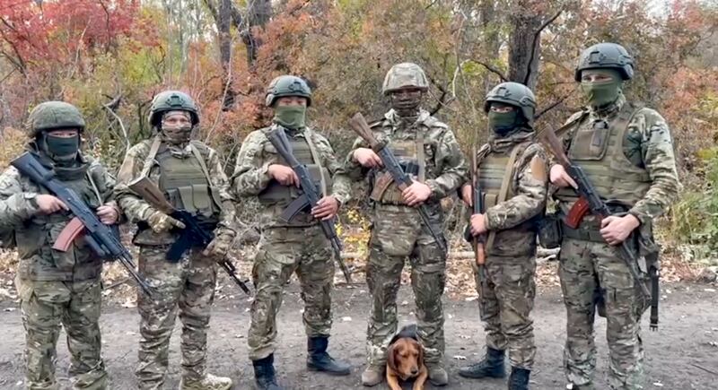 Russian soldiers at an undisclosed location in Ukraine (Russian Defence Ministry Press Service via AP)