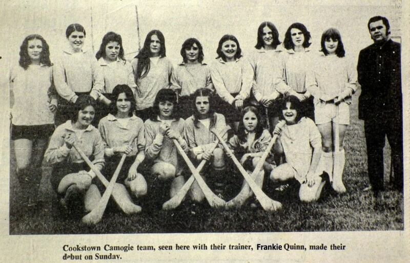 Frankie with the Cookstown camogie team including his daughter Frances (front row, second from right) 