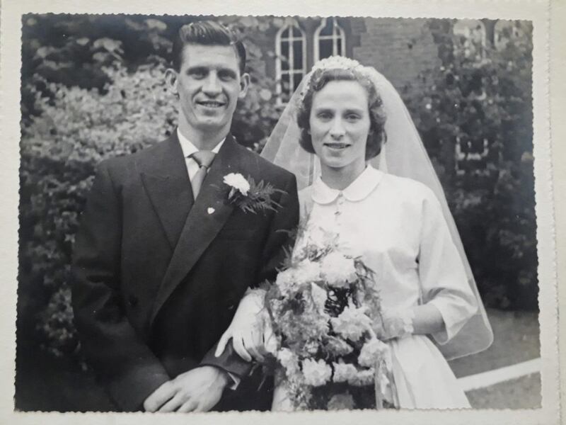 Tilly and Stevie Cash on their wedding day in August 1956 