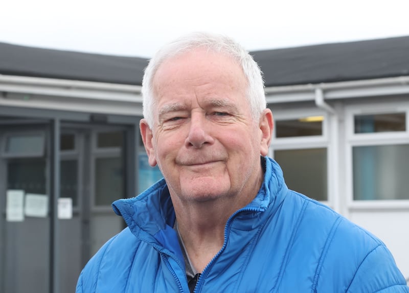 Kenny McMullan  speaks to the Irish News outside Fairhill Medical Practice in Magherafelt.
PICTURE COLM LENAGHAN