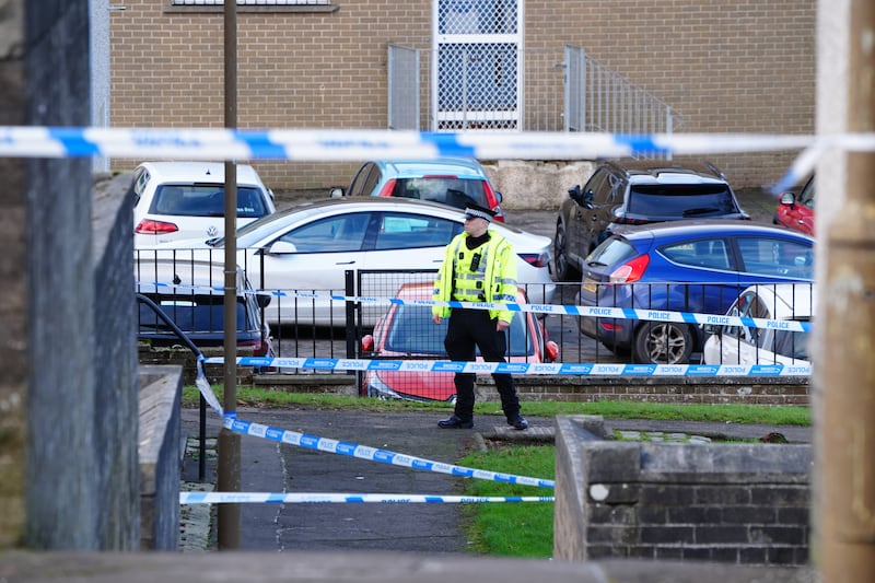 A police cordon at the scene on Harburn Drive, West Calder