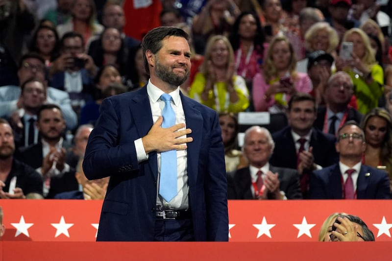 JD Vance used to be a firm critic of Donald Trump but is now one of his biggest cheerleaders (AP Photo/Evan Vucci)