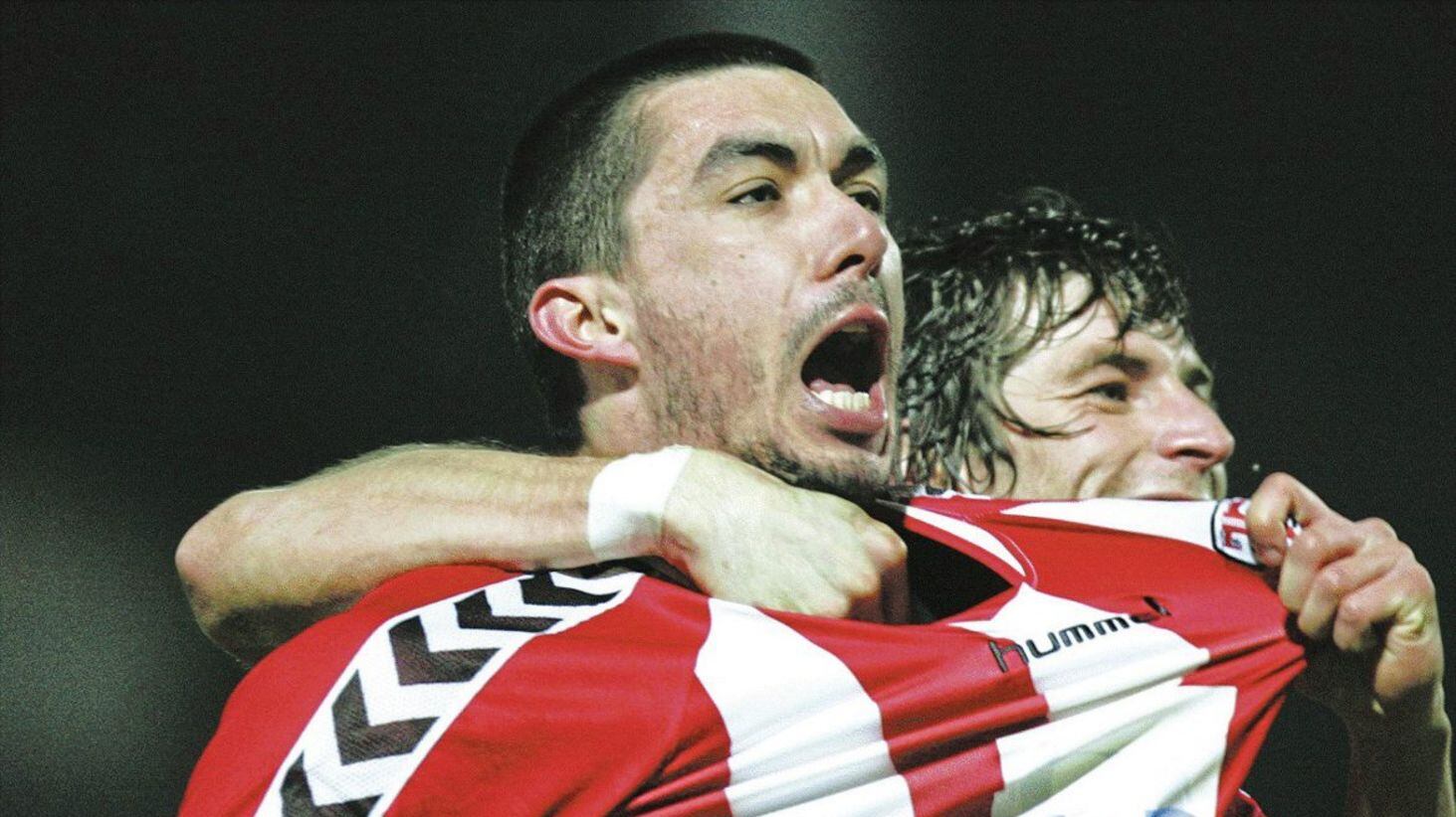 Derry City&rsquo;s Emmet Friars celebrates scoring the equaliser with Vinny Sweeney during last night&rsquo;s 1-1 draw with Cork City at the Brandywell See report right 