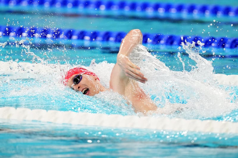 Great Britain’s Jack McMillan during the men’s 4 x 200m freestyle relay heats at the Paris La Defense Arena on the fourth day of the 2024 Paris Olympic Games