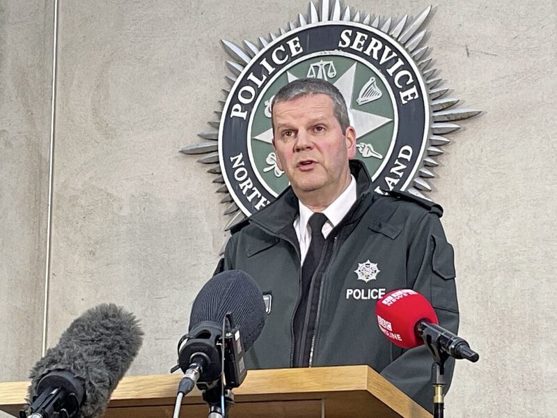 PSNI assistant chief constable Chris Todd speaking to media about a data breach. Picture by Rebecca Black/PA Wire. 