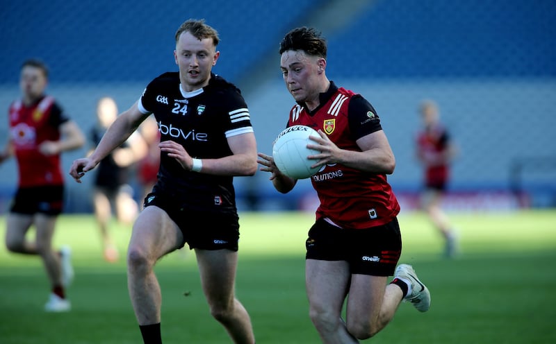 Ceilum Doherty gets away from Sligo's Mark Walsh during Sunday's Tailteann Cup semi-final at Croke Park. Picture by Seamus Loughran