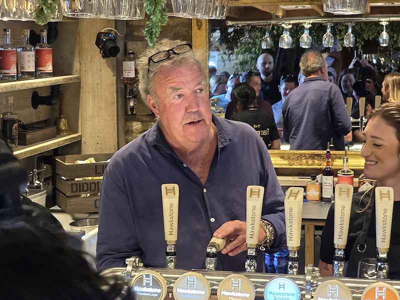 Jeremy Clarkson behind the bar of the Farmer’s Dog