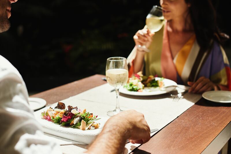 Couple dining on holiday