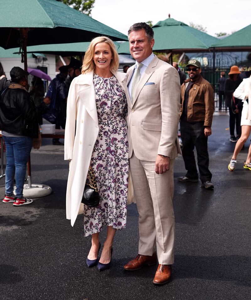 Gabby and Kenny Logan arrive on day seven of the 2024 Wimbledon Championships