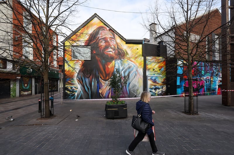 Dan Kitchener new mural entitled ‘Light Of The World’ - on the Crown Jesus Ministries (Old Berry Street Presbyterian building) in Belfast. PICTURE: MAL MCCANN