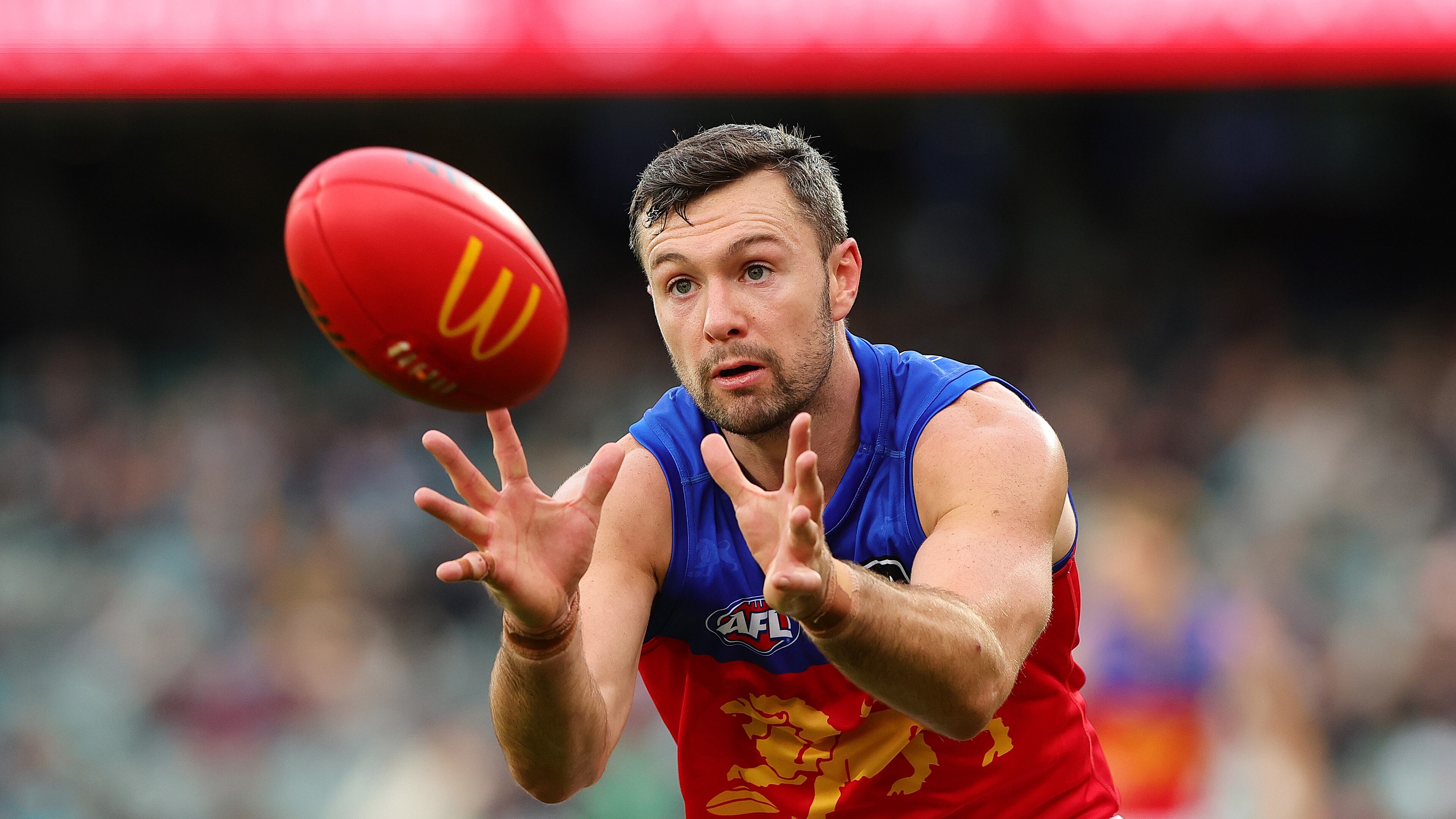 ADELAIDE, AUSTRALIA - JUNE 22: Conor McKenna of the Lions during the 2024 AFL Round 15 match between the Port Adelaide Power and the Brisbane Lions at Adelaide Oval on June 22, 2024 in Adelaide, Australia. (Photo by Sarah Reed/AFL Photos via Getty Images)