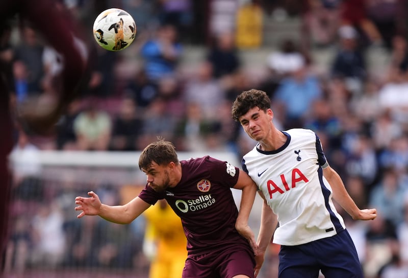 Archie Gray, left, has joined Tottenham this summer