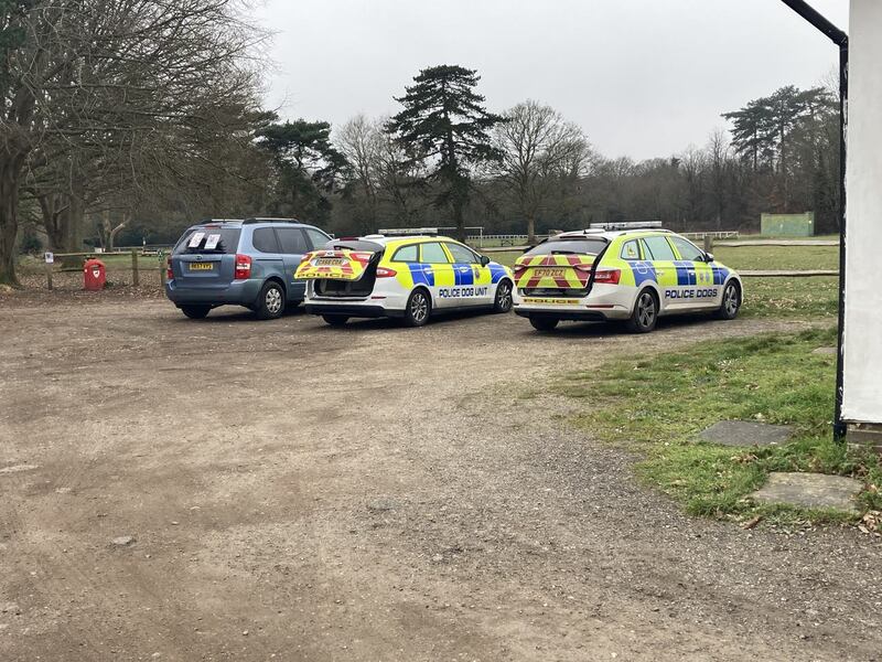 Sussex Police dog unit vehicles at Slindon Cricket Club