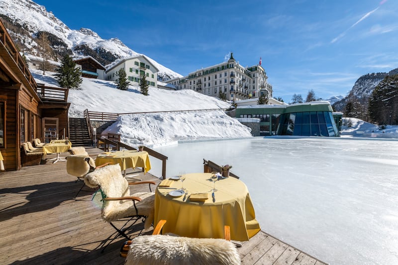 Ice rink at La Pavillon restaurant, Grand Hotel Kronenhof