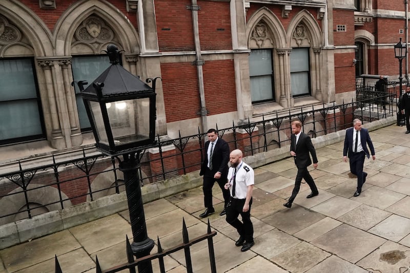 The Duke of Sussex leaving the Royal Courts Of Justice in March 2023 following a hearing over allegations of unlawful information gathering brought against Associated Newspapers Limited