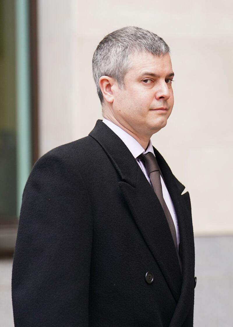 Matthew Peall leaving Westminster Magistrates’ Court in central London, after an earlier hearing