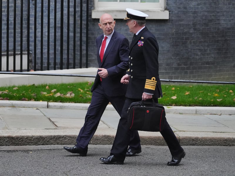 Defence Secretary John Healey and Chief of the Defence Staff Admiral Sir Tony Radakin were in No 10 for the talks with the Ukrainians