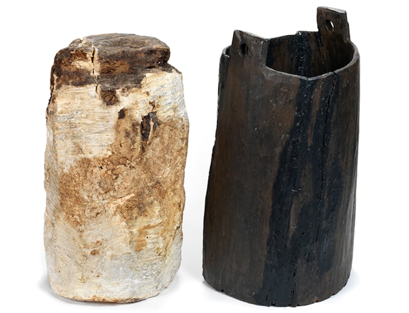 Bog butter with the wooden keg it was discovered in (University College Dublin)