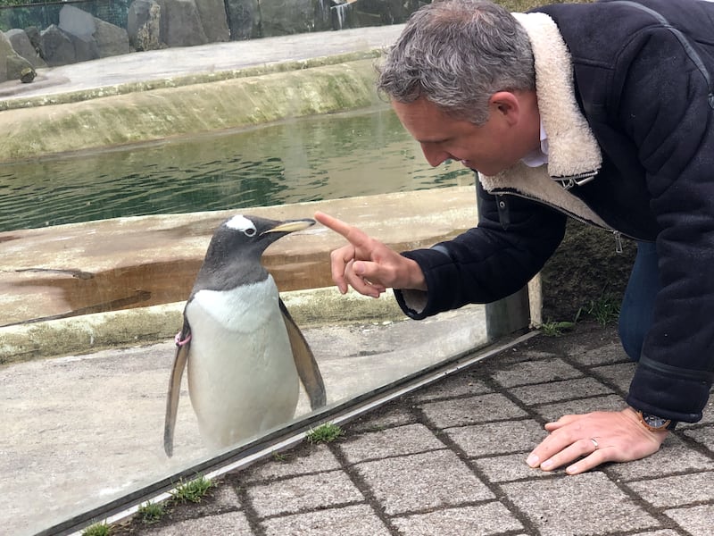 Scottish Lib Dem leader Alex Cole-Hamilton stopped off at Edinburgh Zoo while on the General Election campaign trail
