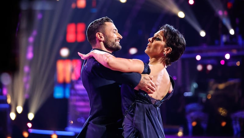 Amanda Abbington and Giovanni Pernice dancing together on Strictly Come Dancing