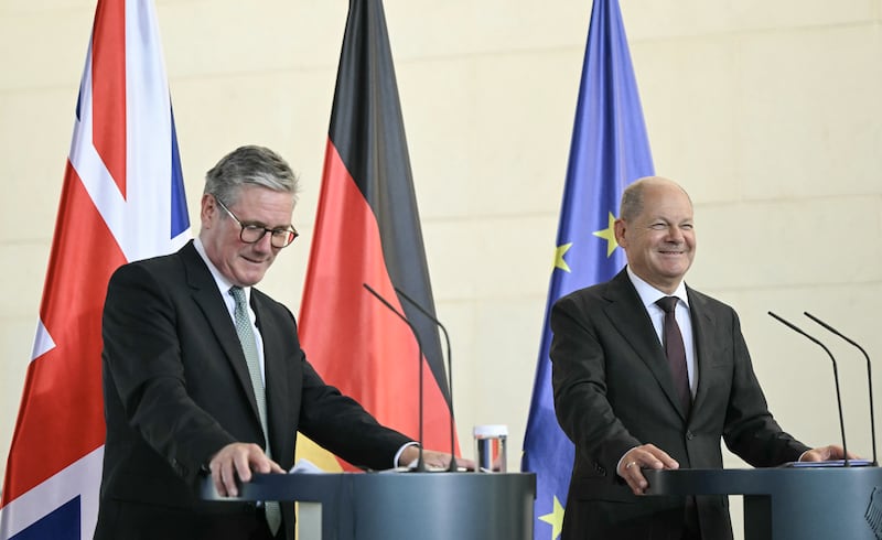 Prime Minister Sir Keir Starmer and German Chancellor Olaf Scholz during a joint press conference